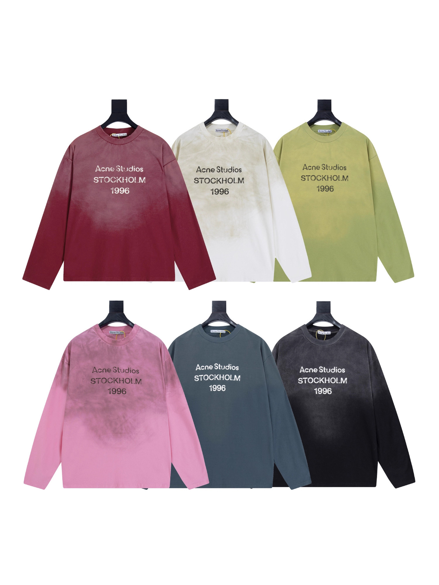 Three Tags Complete, Lazy Style, Limited Edition, Rhinestone-Embellished, Vintage Logo Letter Print Long-Sleeve T-Shirt