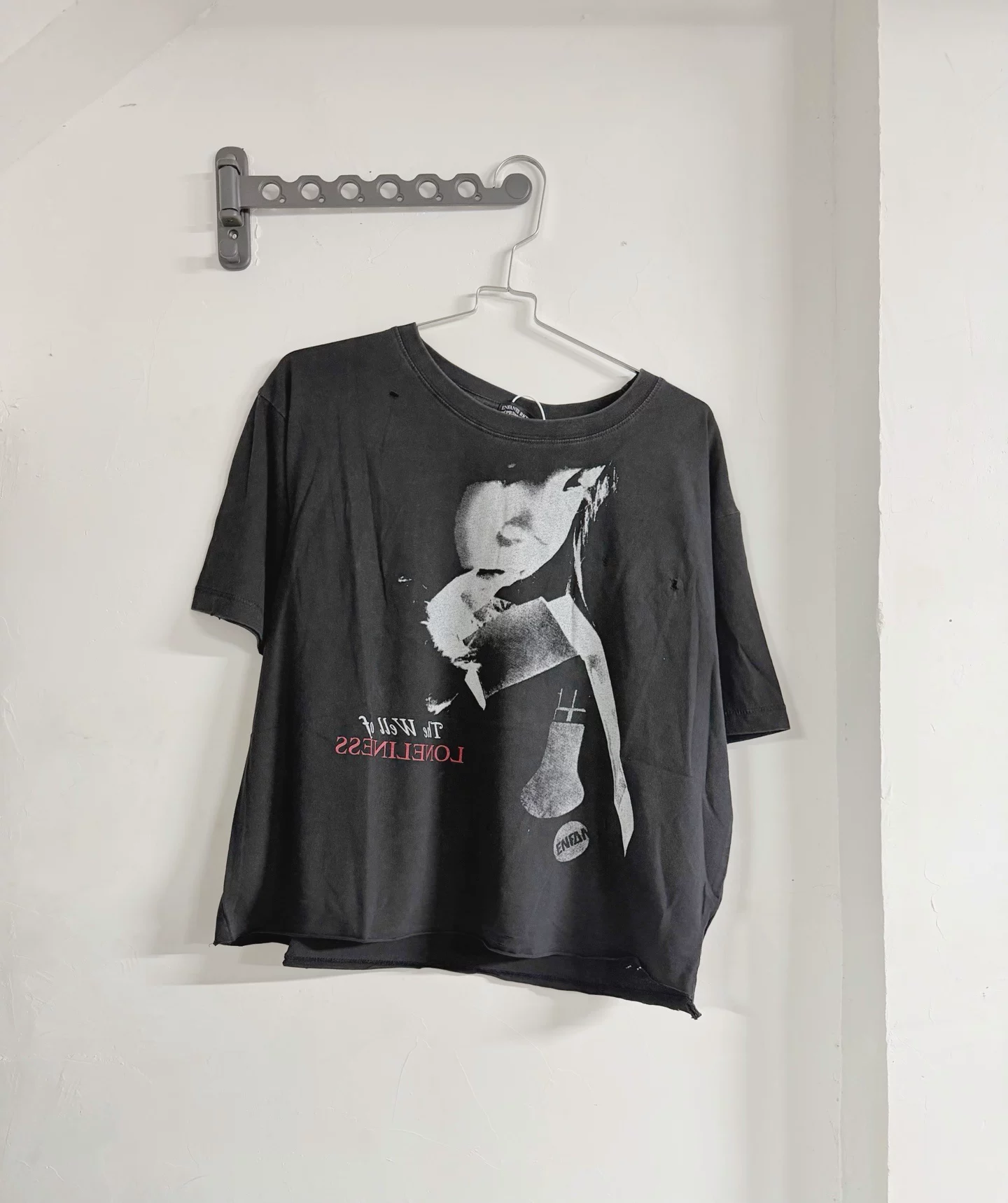 ERD melancholic rich second-generation red LOVE portrait print short sleeved American casual washed and worn pure cotton T-shirt trendy