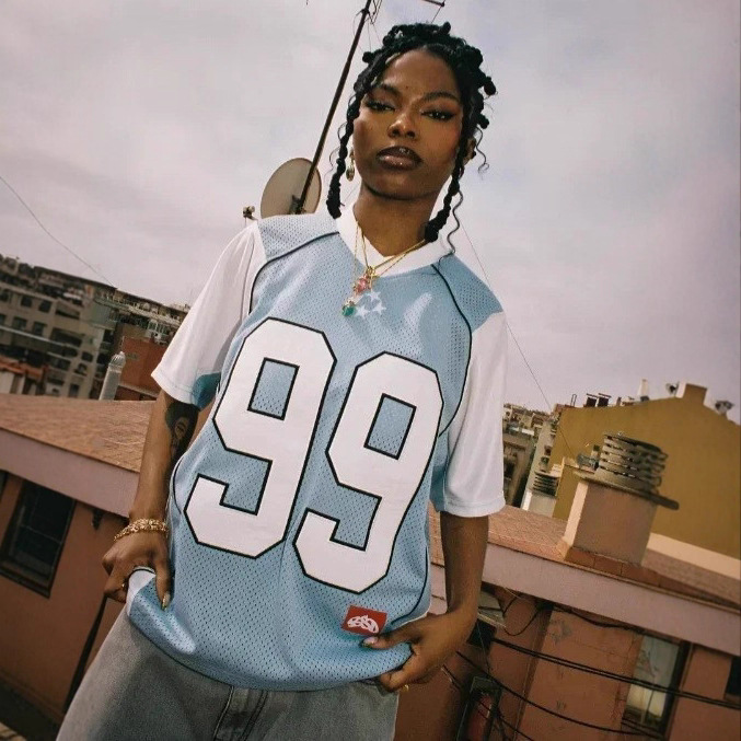 2025 New Summer Street American Retro Digital 99 Printed Short-Sleeved Loose Casual Versatile Sports T-Shirt QC-foto från 1688 på Qualit.ly