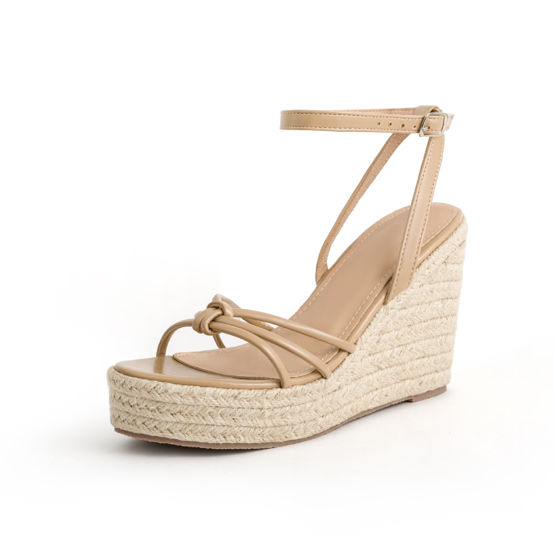 High-Heeled Sandals for Women Spring and Summer Large Size Spot Thick-Soled Platform Shoes Bohemian Straw Shoes Wedge-Heeled Women's Shoes for Outer Wear