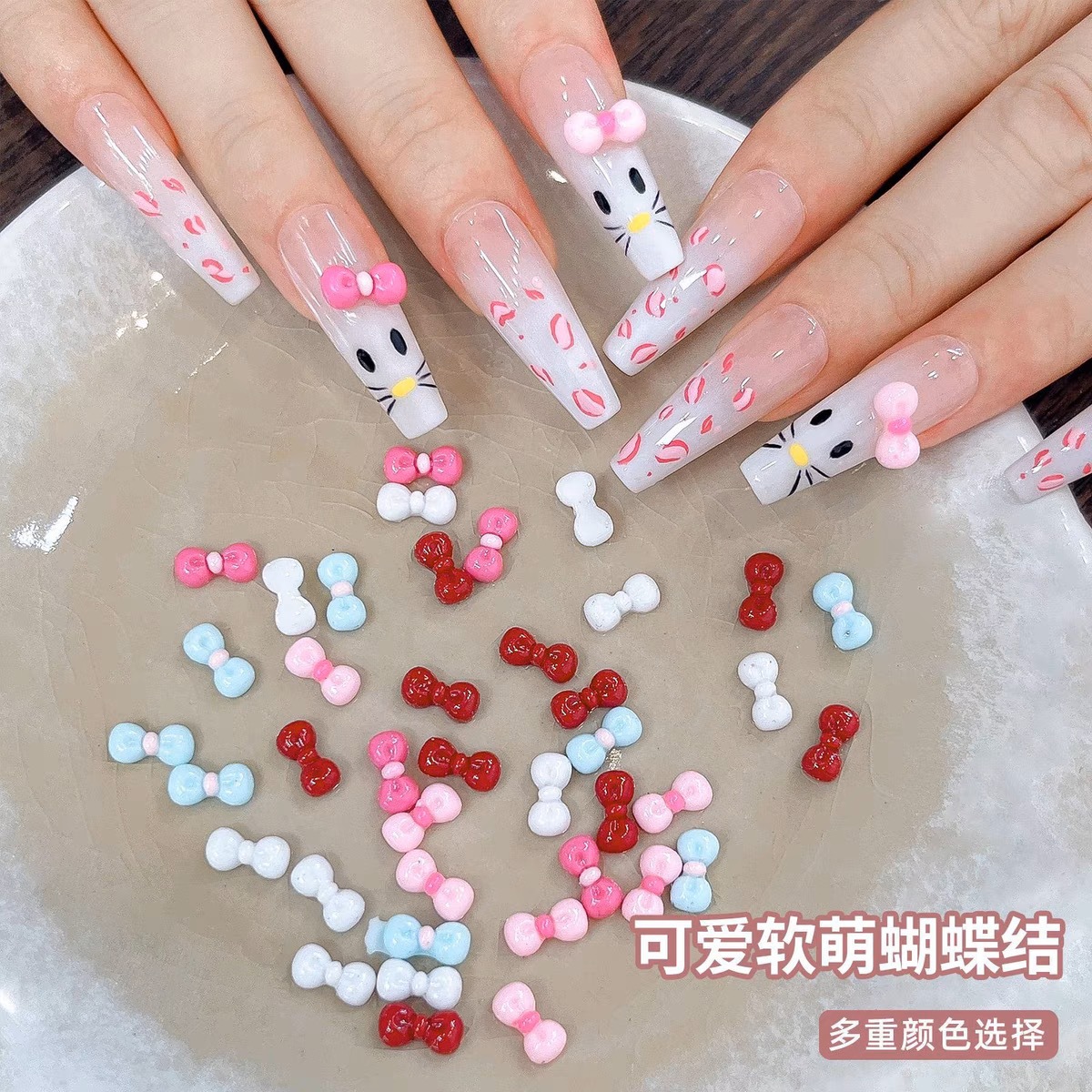 Cute Cartoon Bow Nail Art Accessories Little Red Book Kt Cat Bow Tie Wearable Nail Accessories Decorations