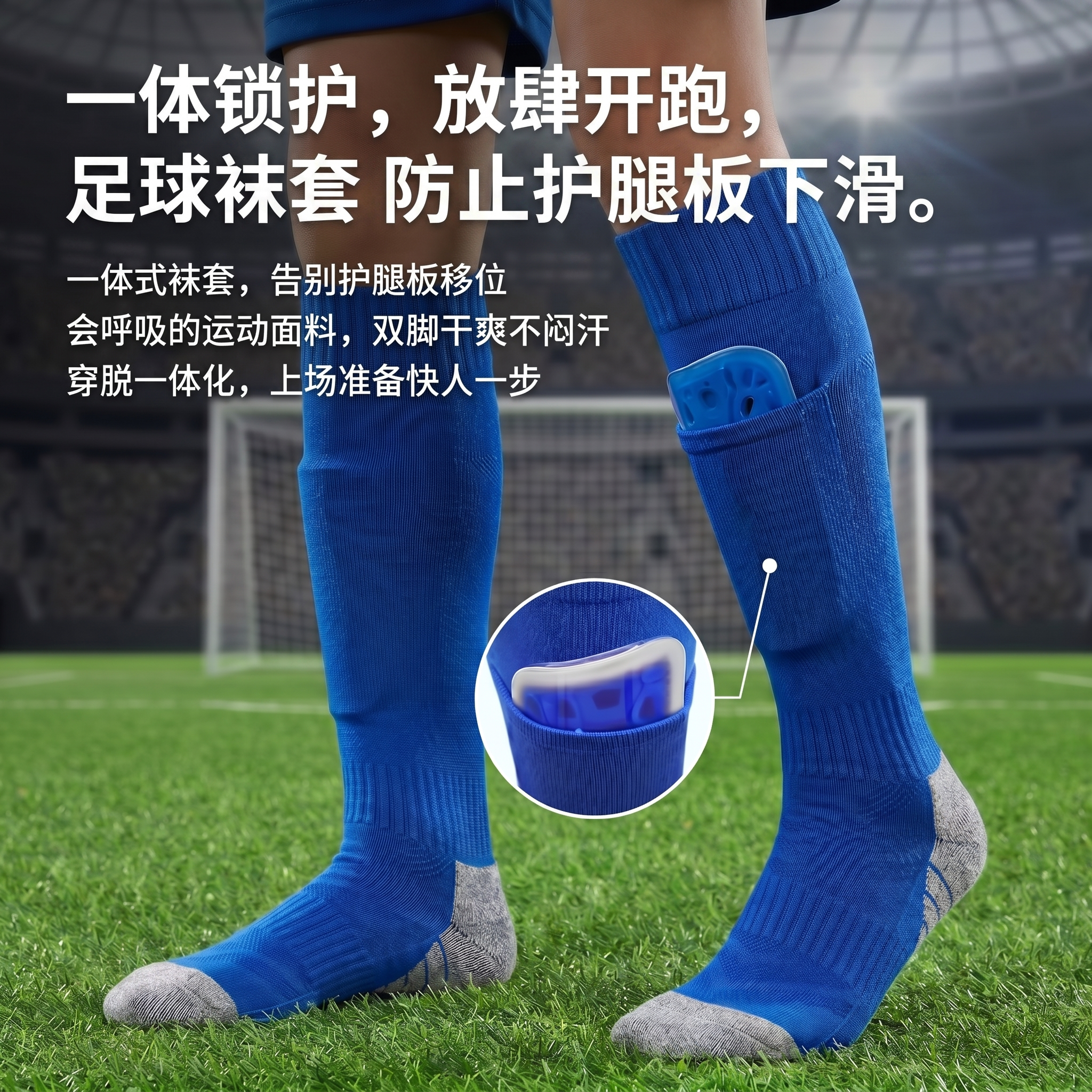 Football Socks for Children and Primary School Students, Special Football Shin Guard Socks, Professional All-In-One Youth and Adult Stockings