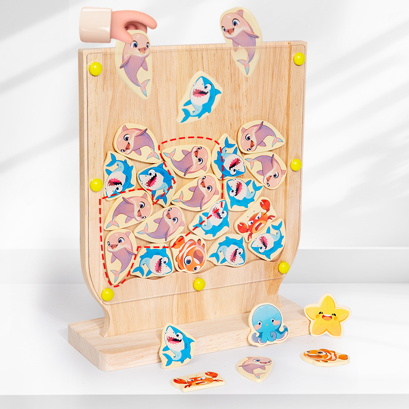 Cross-Border Double Battle Fish Arena Lianliankan Game Children's Educational Early Education Parent-Child Interactive Wooden Toy
