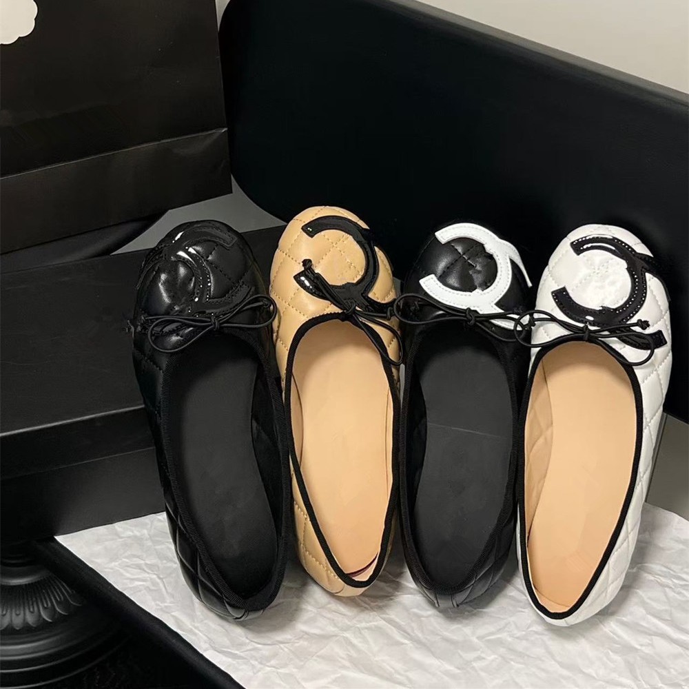 C Brand's New Genuine Leather Chanel-Style Ballet Flats for Women, Size 26, Spring and Autumn, with Bowknot, Quilted Design, Casual Embroidered Versatile Shoes Foto QC da 1688 su Qualit.ly