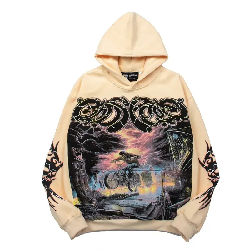 Godspeed Cross-Border 25Ss Autumn and Winter New Direct Spray Printing Washed Retro Pure Cotton Hip-Hop Fashion Hoodie Sweatshirt