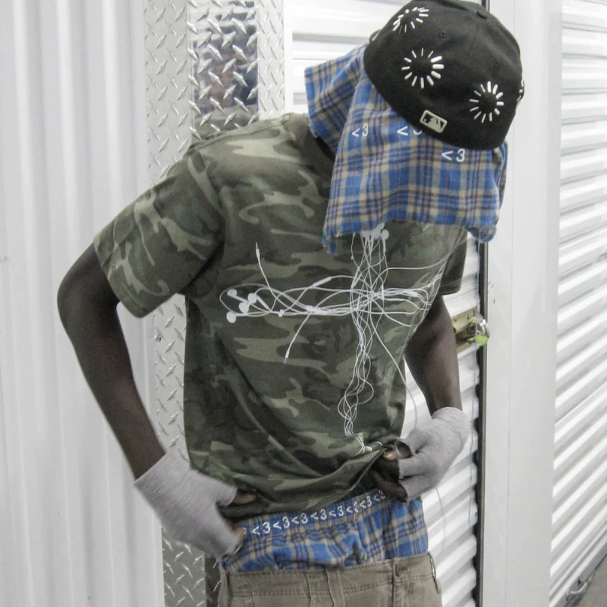 KK11 EARPHONES CAMO T-SHIRT Retro Camouflage Earphones Printed Short Sleeve T-shirt