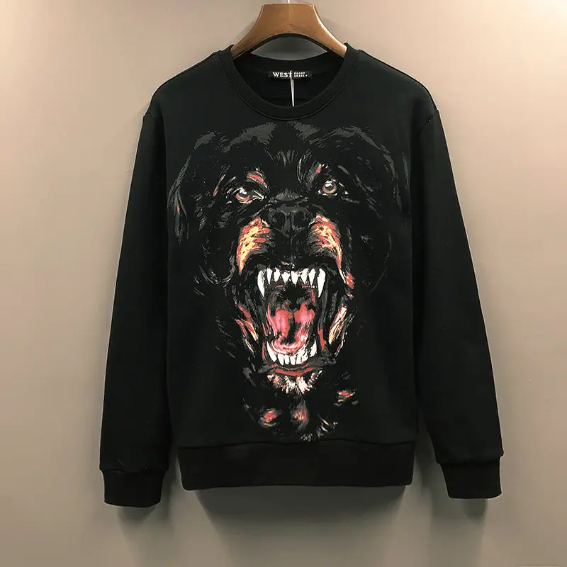 European and American Street Fashion Ferocious Dog Head Fleece Sweatshirt for Men and Women, Trendy Ins Couple Outfit Jacket, Trendy Brand for Autumn and Winter