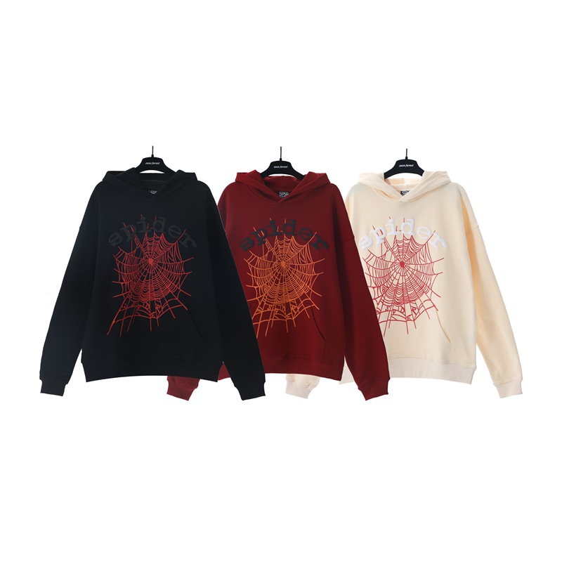 Young Thug Autumn and Winter New Sp5der Spider Web Foaming Letter American Men's and Women's Casual Hooded Sweat