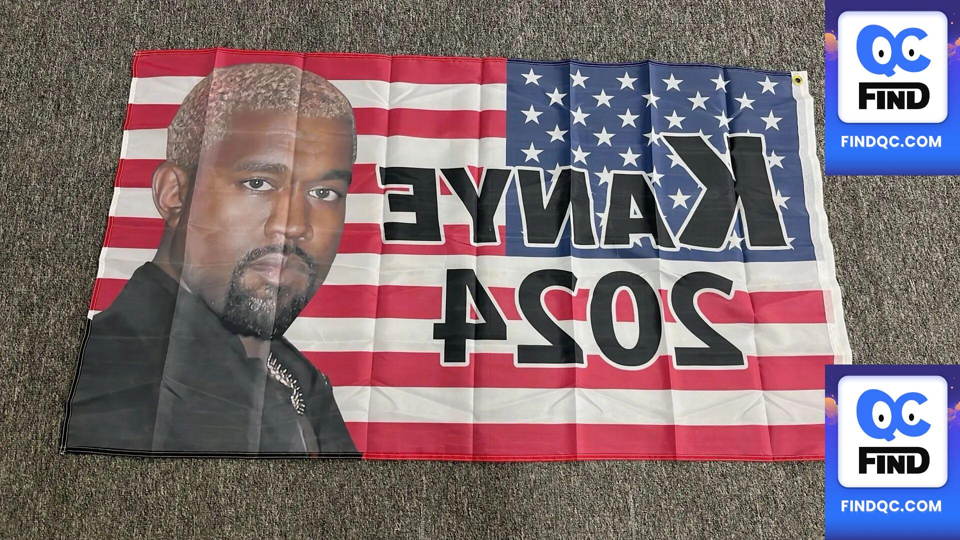 In Stock Kanye 2024 Flag Digitally Printed 100D Pongee 3X5Ft Flag for Garden Party Decoration QC