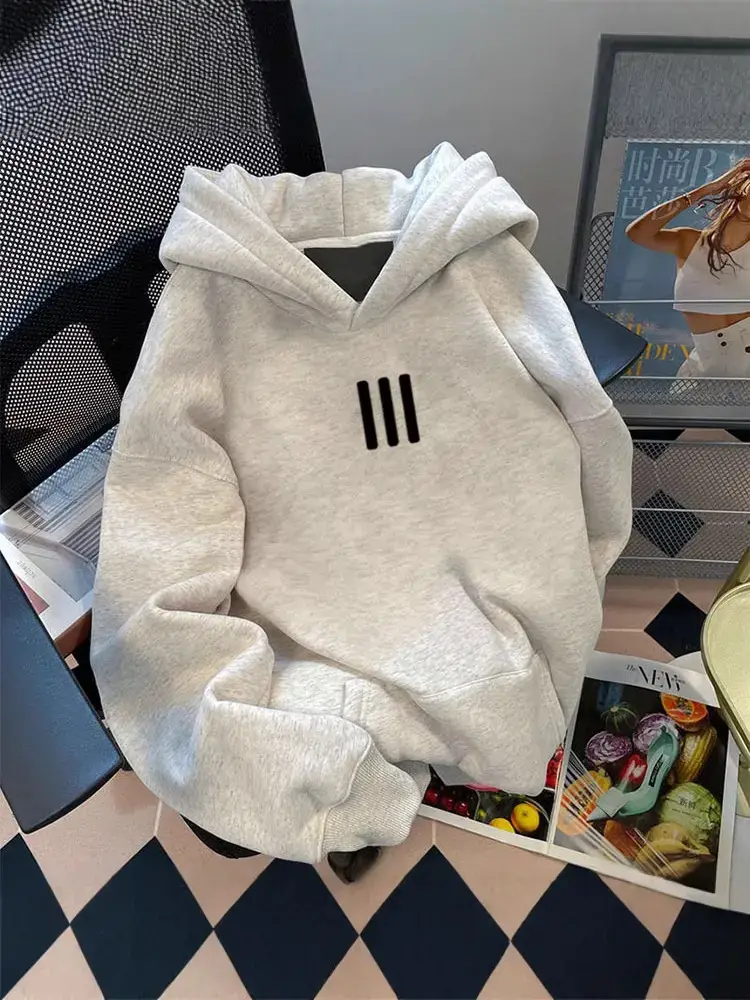 Heavy 500G niche oversize hooded vests for men and women autumn and winter fleece-lined loose lovers Joker coat