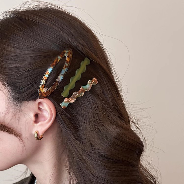 3 Acetic Acid Hairpin Women's 2025 New High-end Front Bang One Character Clip Side Clip Side BB Clip Headwear
