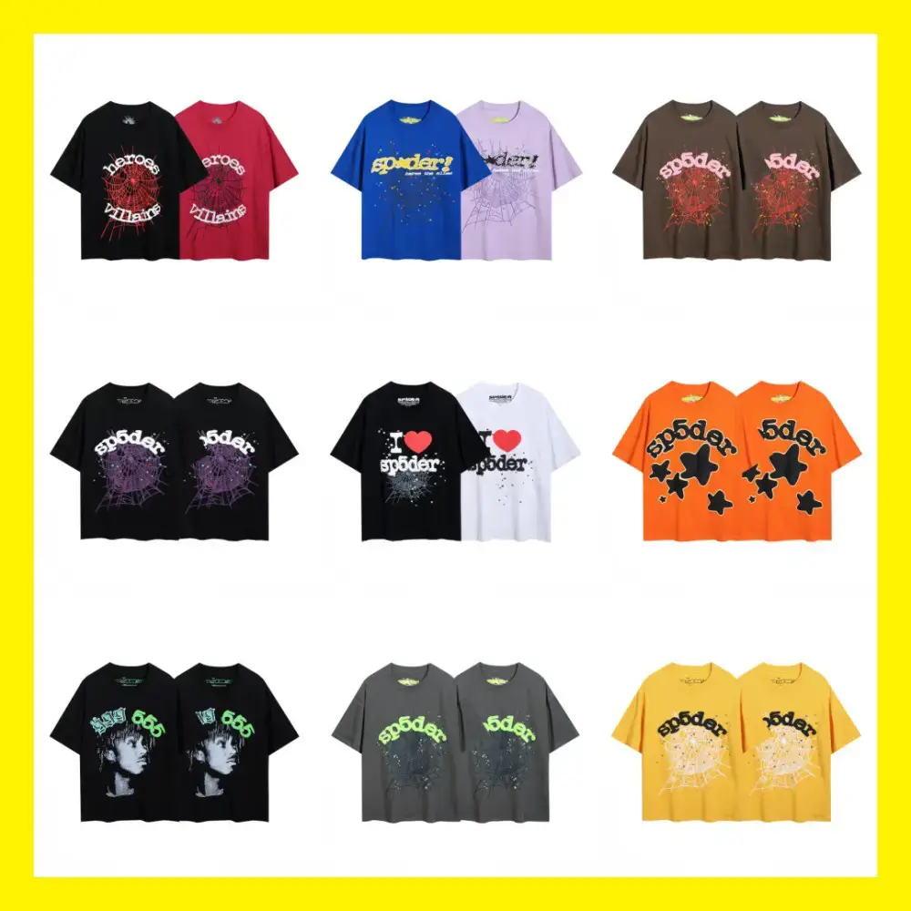 Sp5der hip hop singer Young Thug same style foam letter 555555 couple T-shirt Pink short sleeve tee
