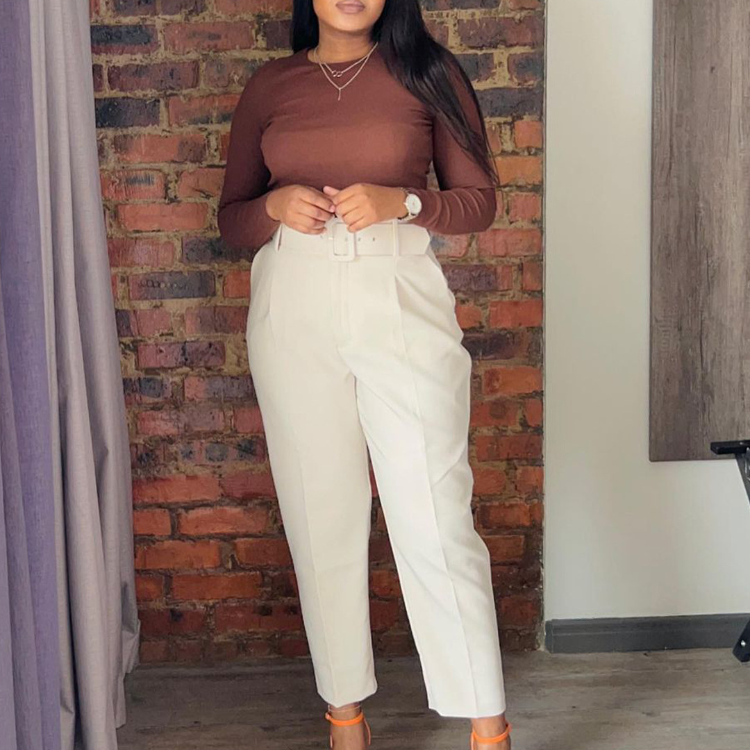 Cross-border women's clothing eBay independent station spring new fashion casual high waist solid color skinny suit pants European and American casual pants