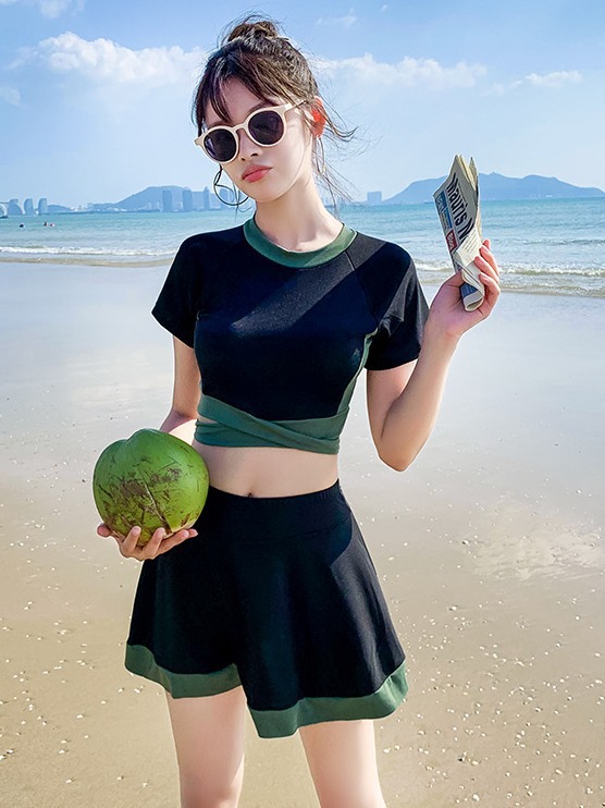 2025 New Style Swimsuit for Women, Two-Piece, Sexy Skirt Style, Small Bust, Push-Up, Korean Ins Fresh Style, Slimming, Fairy Style