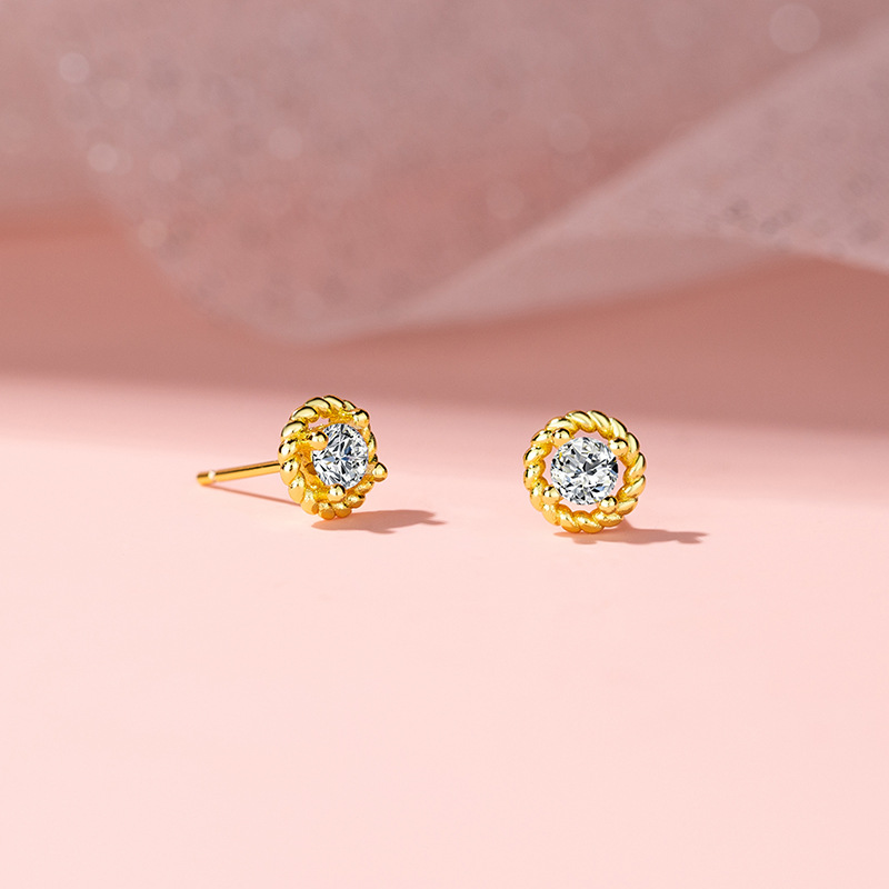 Geometric Round Earrings Women's Simple Ins Elegant Niche Set Zircon Earrings Earrings 2024 New Fashion Gift