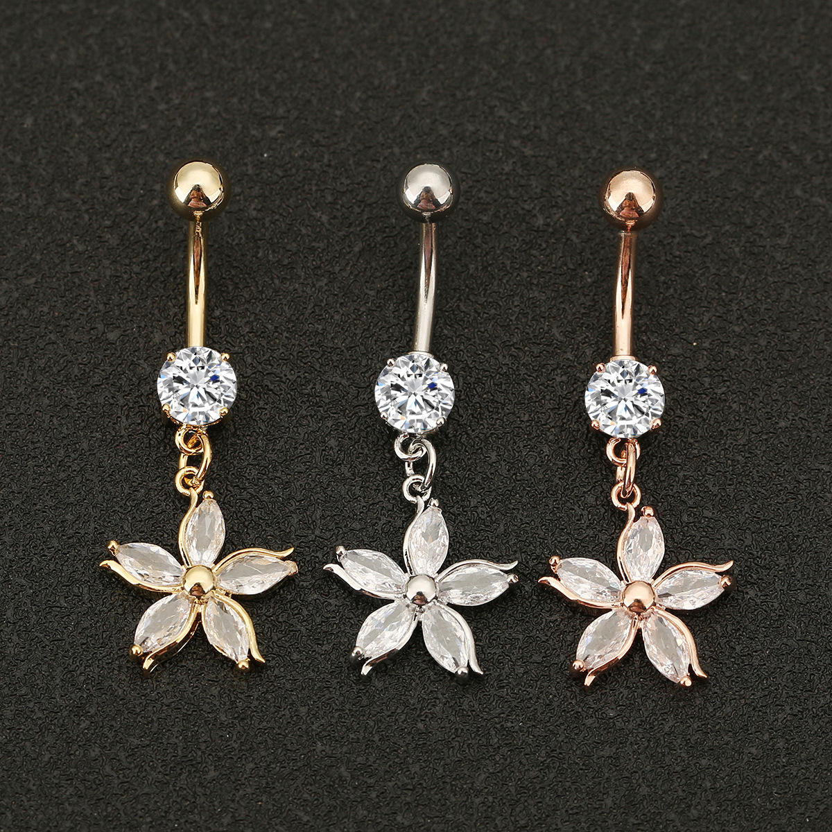 European and American fashion belly button fashion lucky flower belly button ring body piercing jewelry belly ring belly button nail