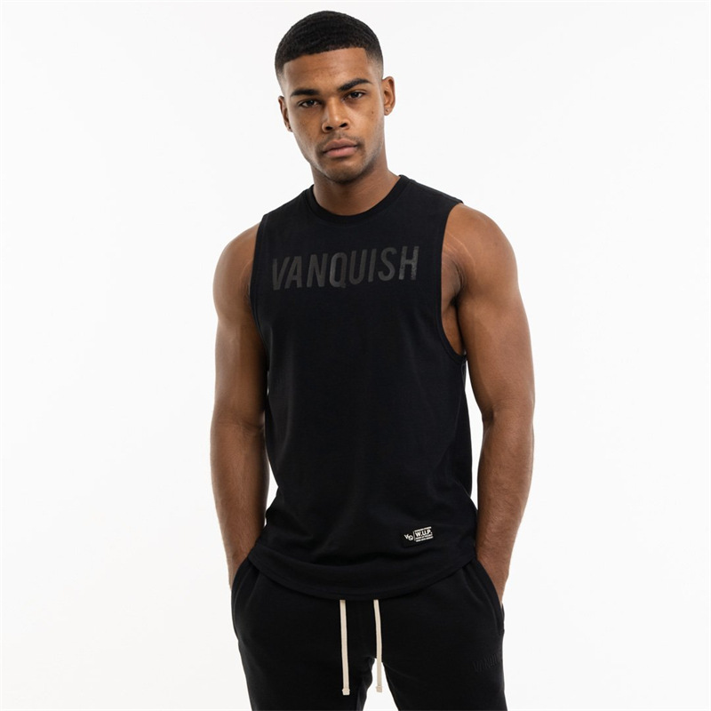 Vanquish Men's Vest Summer New Sports Fitness Cotton Round Neck Slim Sleeveless T-Shirt Training Clothes Vest