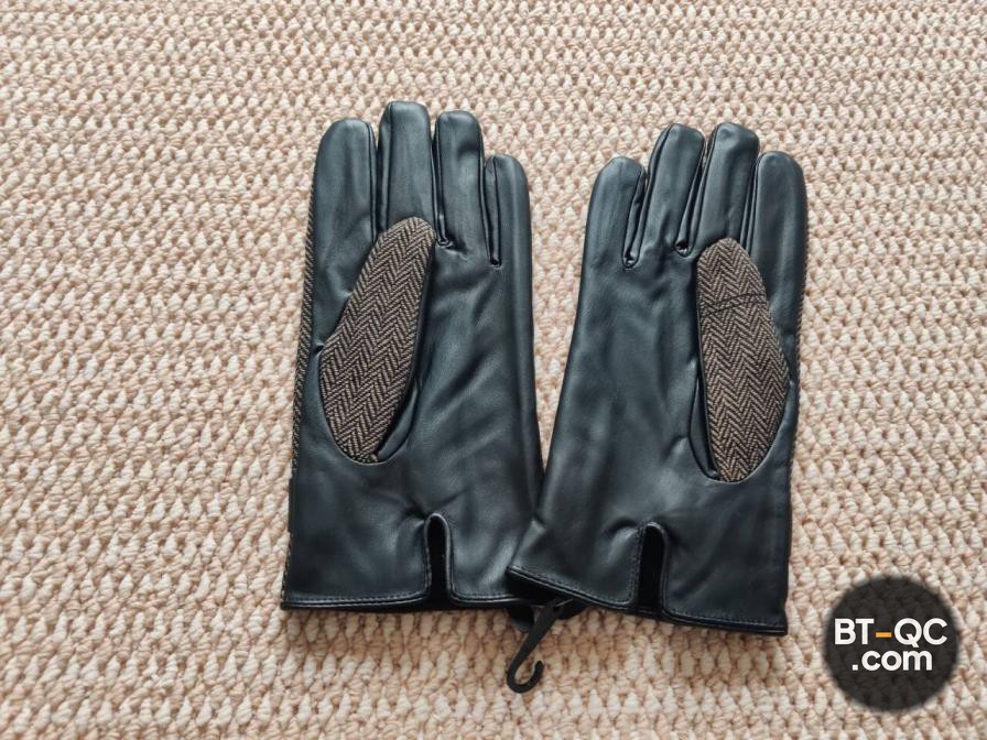 Men's Autumn and Winter Leather Patchwork Plaid Warm Gloves Plus Velvet Thickening Coldproof Waterproof Anti-Pilling Wholesale — QC-foto 2