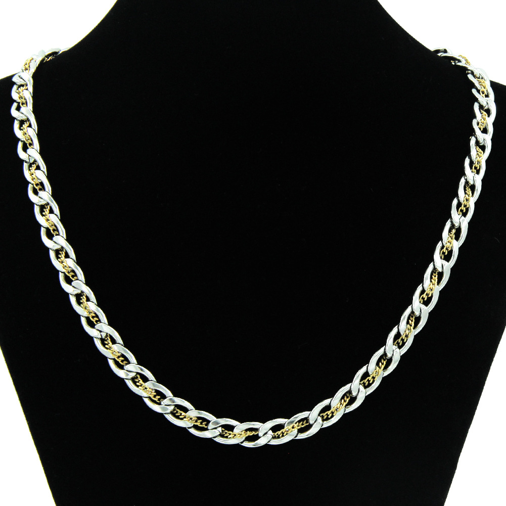 European and American Ins Style Handmade Interspersed Size Cuban Chain Necklace Pendant Trendy Light Luxury Titanium Steel Distinctive Clavicle Chain