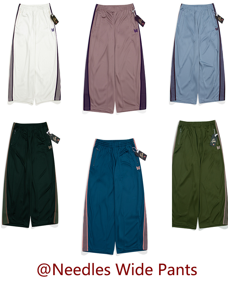 needles track pants butterfly embroidered wide-leg pants Japanese fashion brand loose sports trousers for men and women
