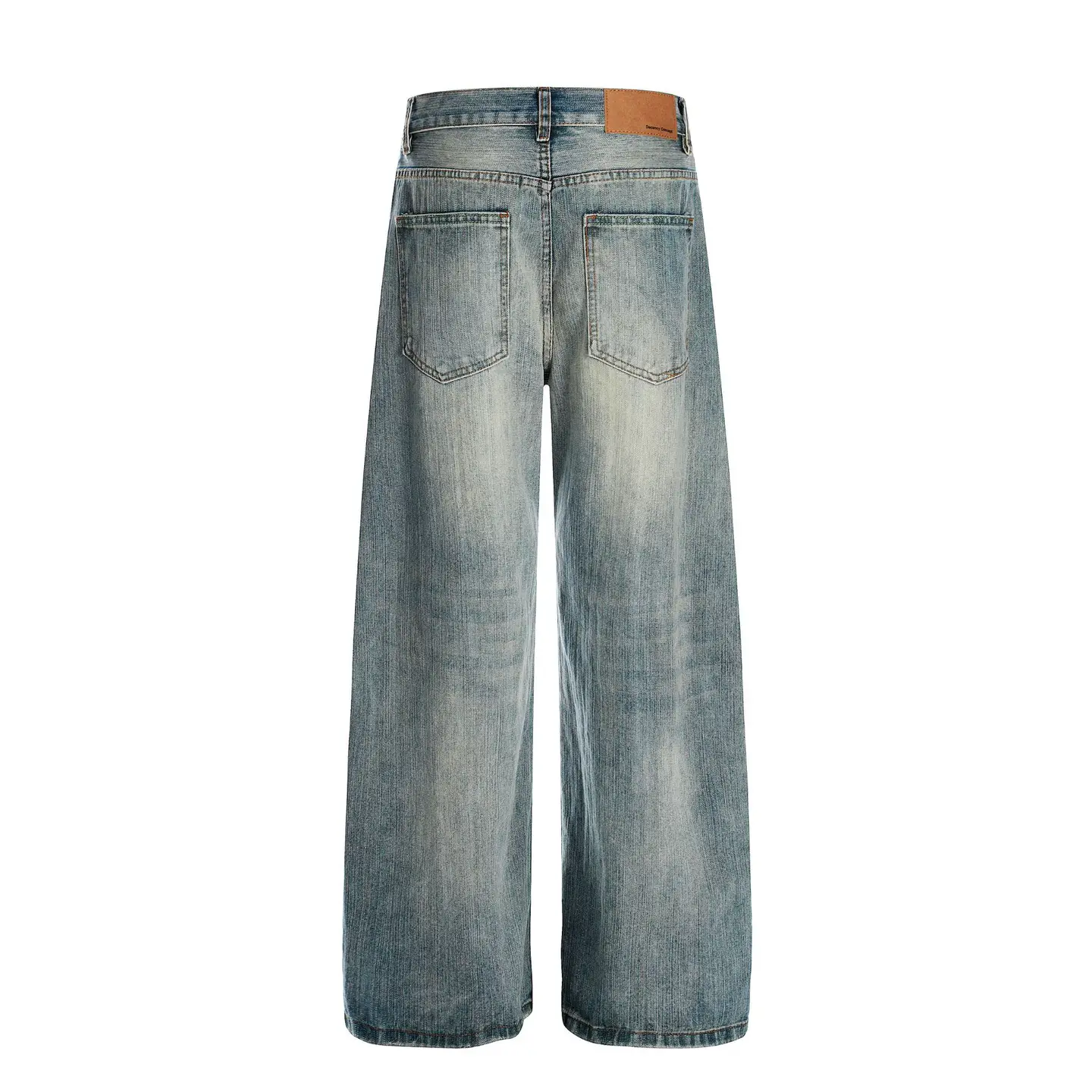 G6683 Vintage Street Neutral High-end Wash Blue Street Trendy Ripped Design Loose Men's Scimitar Jeans