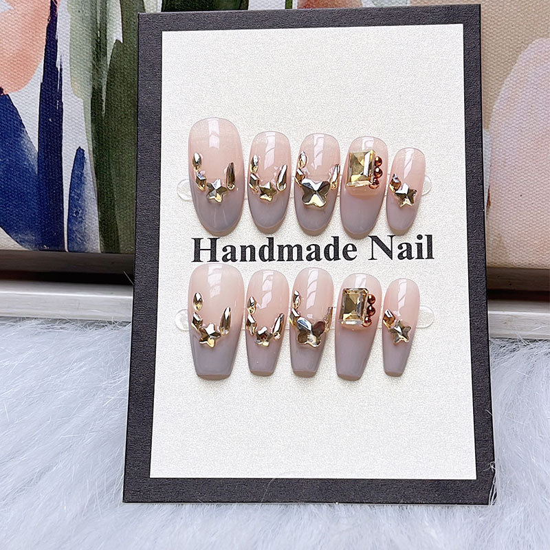 Oolong TikTok Hot Sale Pure Hand-Wearing Armor Temperament White Ins Wind Nail Art Patch Wearing Armor Summer