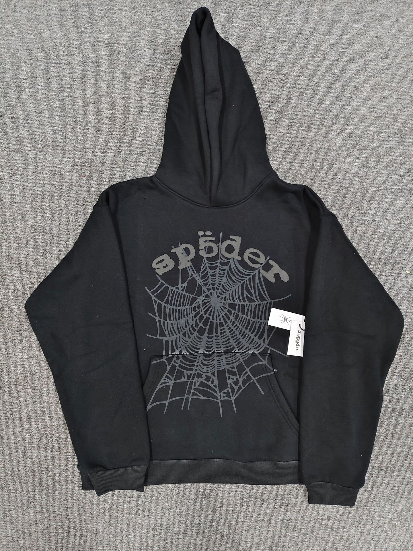 Cross-Border New Hoodie Ghost Black Trendy Brand Sp5Der Velvet Sweatshirt and Sweatpants Men's Suit Manufacturer Ready Stock