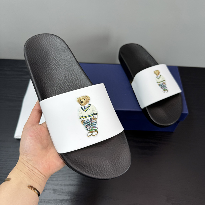 Southeast Asia Europe 2025 Summer Fashion Brand high quality Slippers Bear Printed Men's Outer Wear plus size Slippers Couples Foto QC de 1688 na Qualit.ly