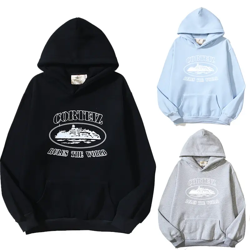 Corteiz Alcatraz Alphabet Print Hooded Pullover Sweatshirt DRILL Wind American Loose Casual Sports Hoodie