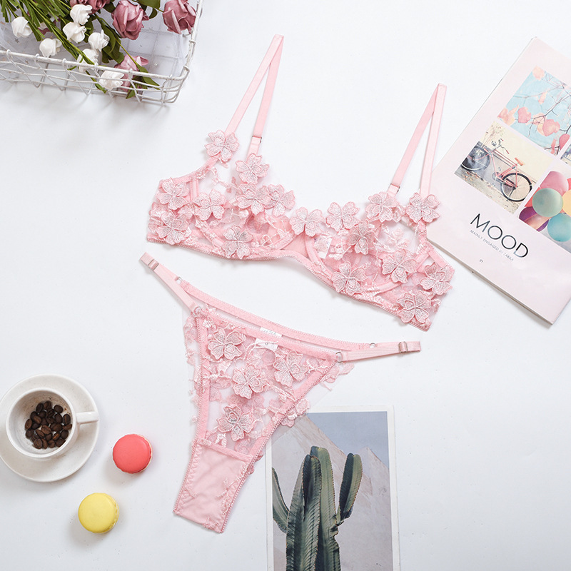 2021 new sexy underwear sexy mesh carved lace bikini two-piece factory wholesale