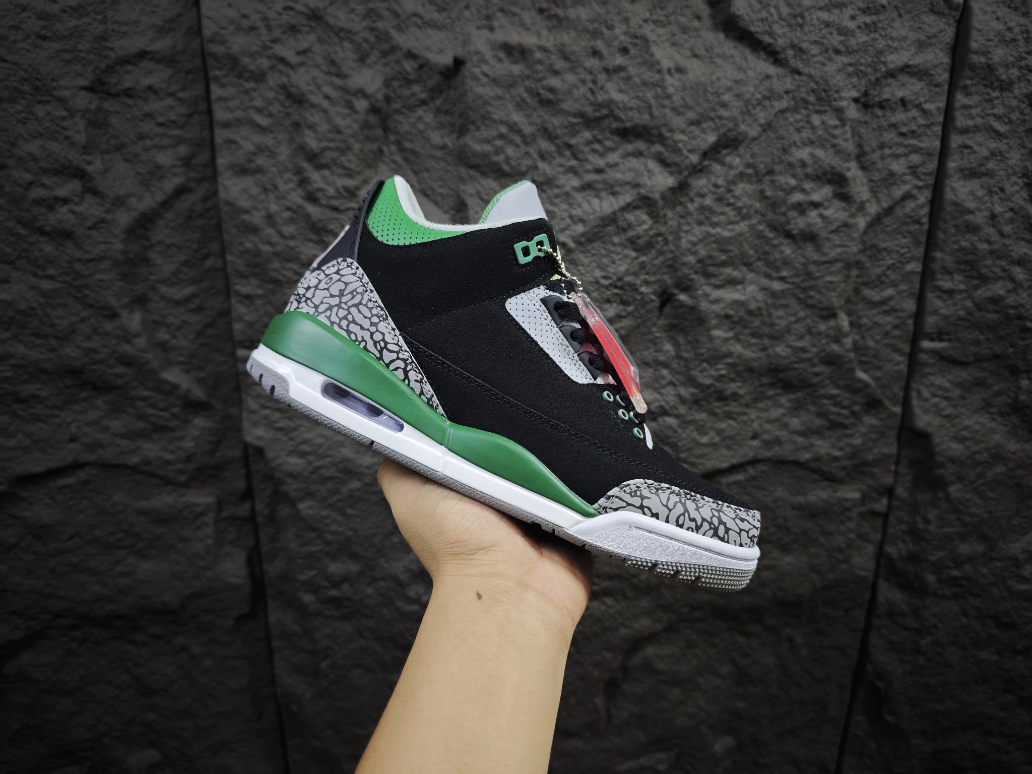 性价比版本/醉大47.5码/附赠吊牌/荔枝纹/Jor丹Air Jor丹 3 retro AJ3潮流 可视气垫 中帮 复古篮球鞋 黑绿