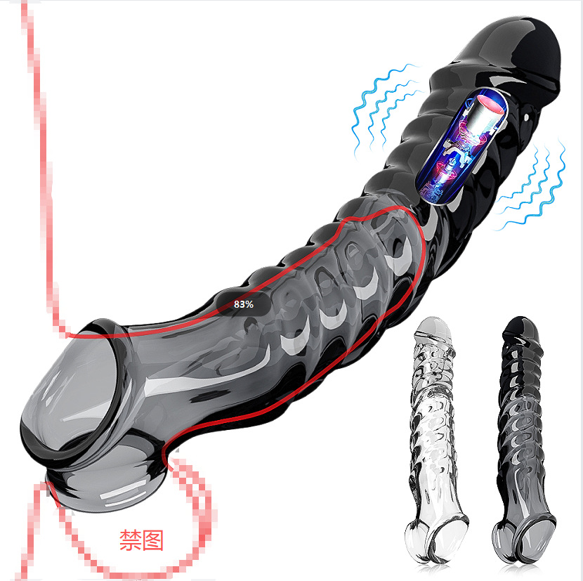 Cross-Border Alien Penis Sleeve, Wolf Tooth Sleeve, Threaded Lengthening and Thickening Lock Sperm Sleeve, Double-Opening Testicle Restraint Dildo Sleeve