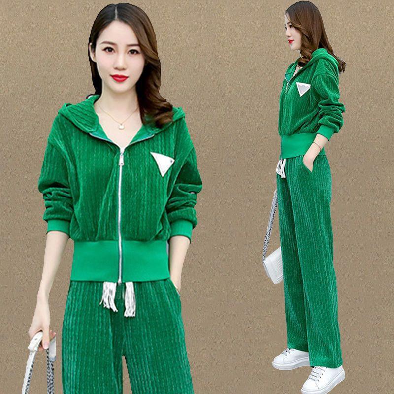 2024 Spring and Autumn New Fashion Hooded Loose Large Size Cardigan Long Sleeve Two-Piece Casual Sportswear Suit for Women
