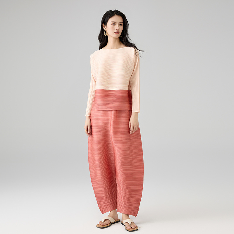 Counter Quality 25 Spring New Fashion Contrast Color suit Crewneck Drawstring Design Top Loose Casual Hallen Pants