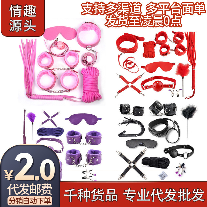 Sm Ten-Piece Set of Torture Tools for Couples, Sexual Training, Female Slave Binding and Restraint Props, Fun Adult Products for Women 10
