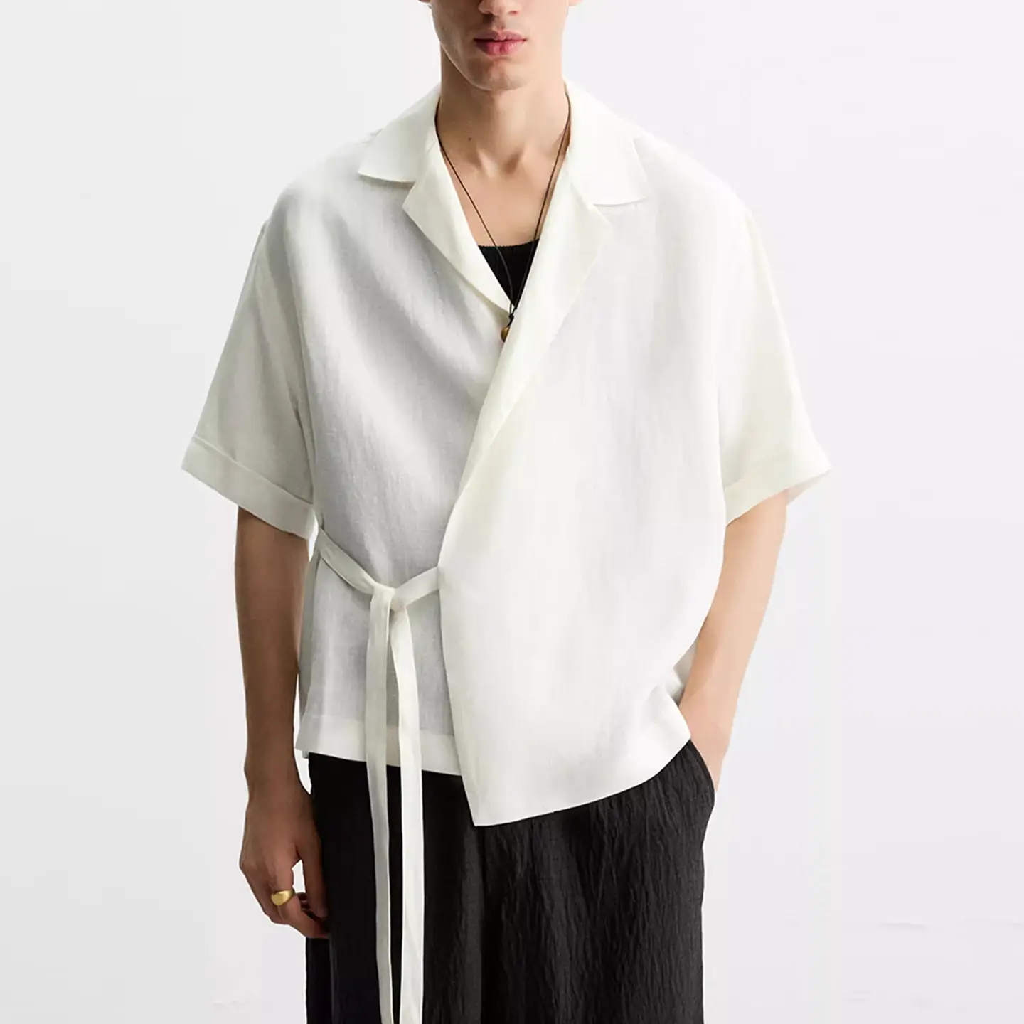 Cabinet 429! 2025 Summer New Men's Fashion Lightweight Loose Lapel Short-Sleeve Shirt 4970300