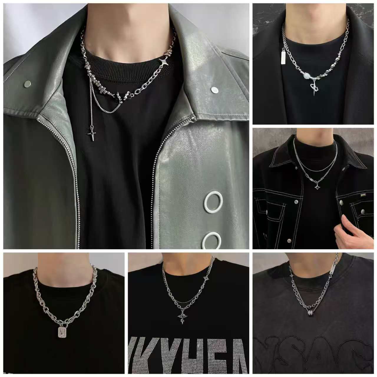 Cross-Border Cross Zircon Non-Fading Titanium Steel Necklace Men's Versatile High-End Cuban Chain Personalized Niche Necklace