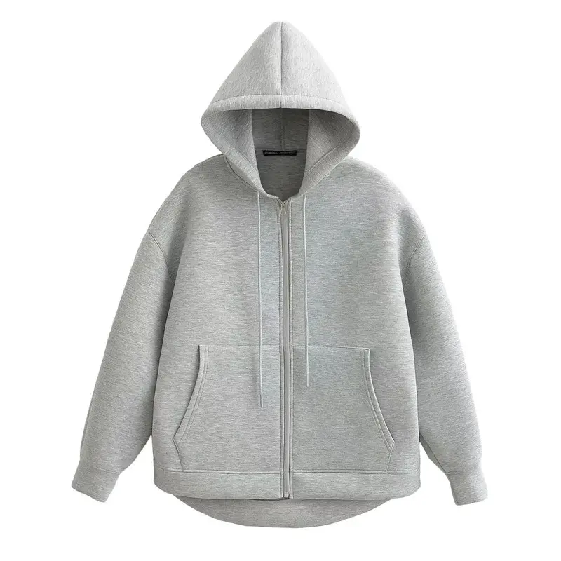 Foreign trade wholesale cross-border Europe and the United States autumn and winter retro sweater zipper sweatshirt fashion long sleeve street coat women