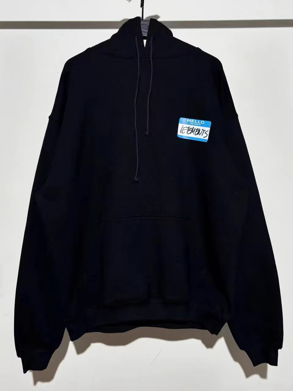 In Stock Ietements Hello My Name Is. High-Weight Men's and Women's Extra-Large Blue Label Sweatshirt Hoodie