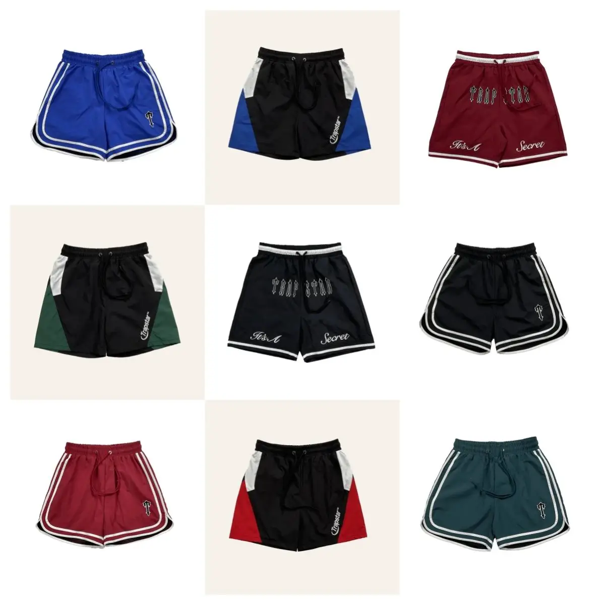 Monogrammed Colorblocked Drawstring Shorts