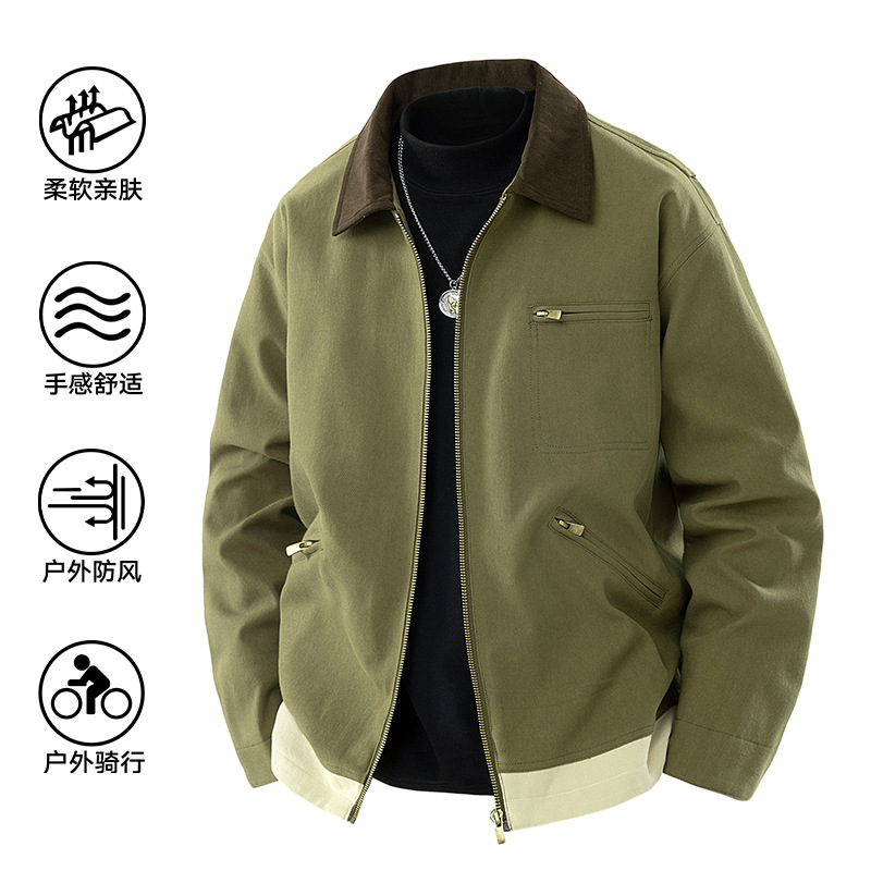 Spring and Autumn 2025 New Fashion All-match Color Contrast Lapel Work Jacket Casual Jacket