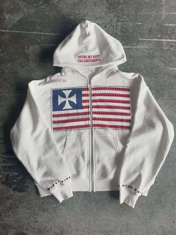 Cross-Border Foreign Trade New Amazon Fashion Item Letter Patch Embroidered Hoodie Streetwear Sweatshirt