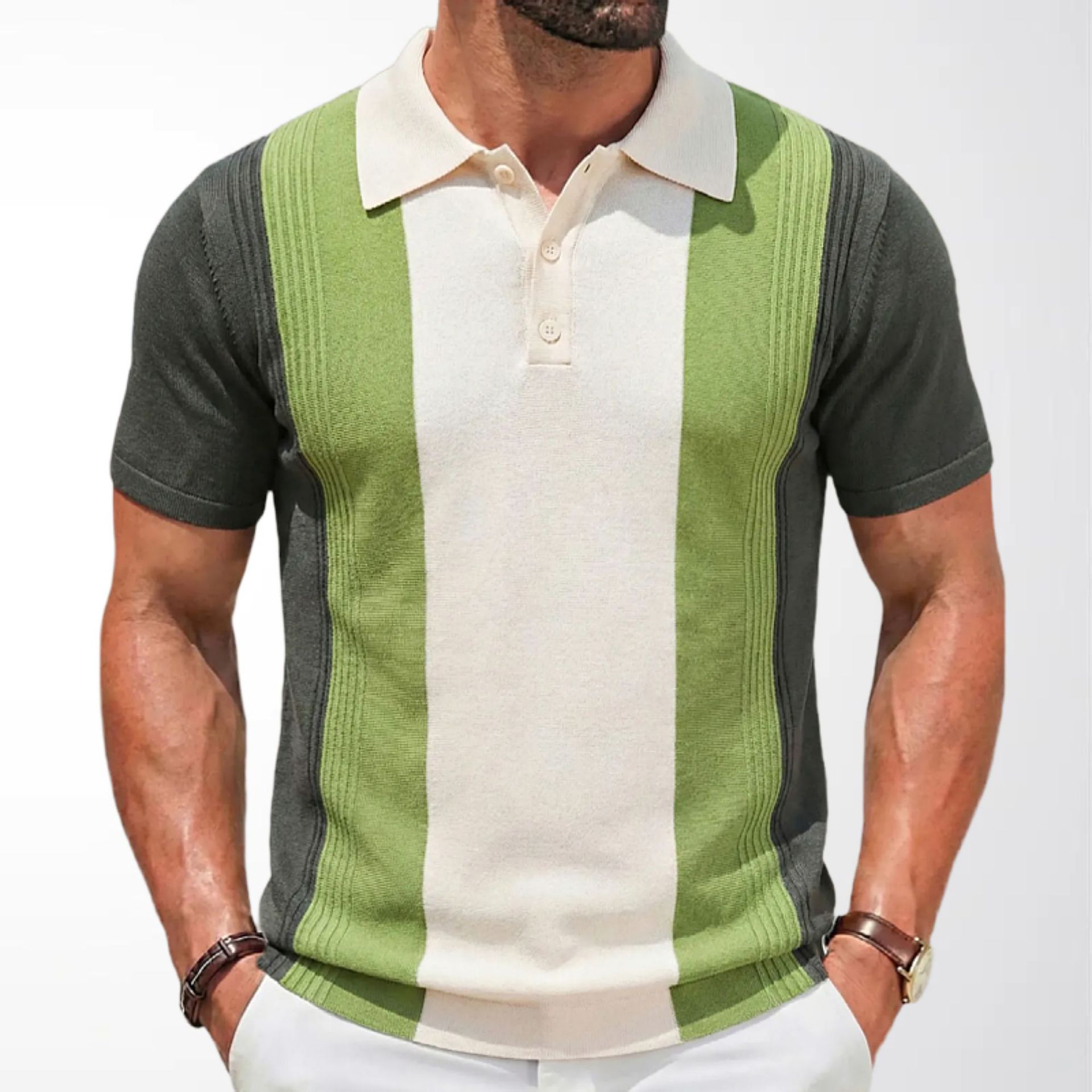 Cross-Border Men's Clothing Supply Summer Men's Casual Knitted Polo Shirt with Contrasting Color Slim Fit Business T-Shirt Sy0090