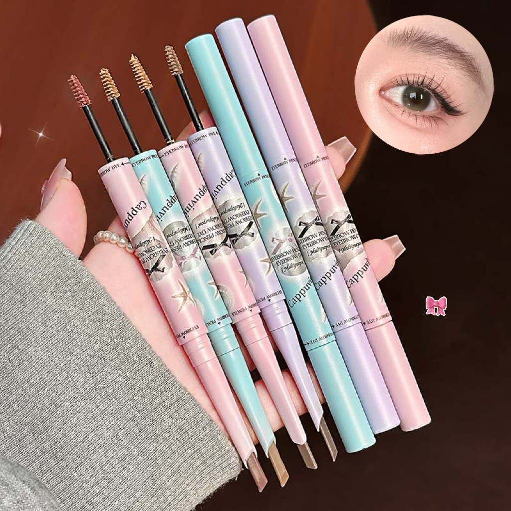 Cappuvini Multi-Use Eyebrow Pencil and Tint, Dual-Head 2-in-1 Long-Lasting Natural Eyebrow Pencil, Hair-Like Effect, Student Makeup