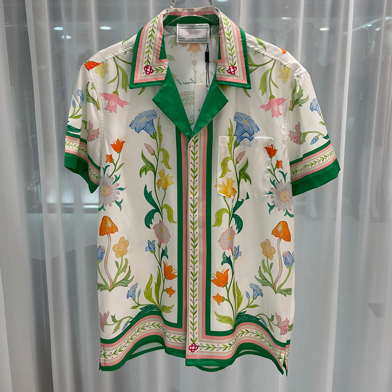 Summer New European and American Cross-Border Foreign Trade Youth Popular Direct Injection Digital Printing Men's Floral Trendy Short-Sleeved Shirts