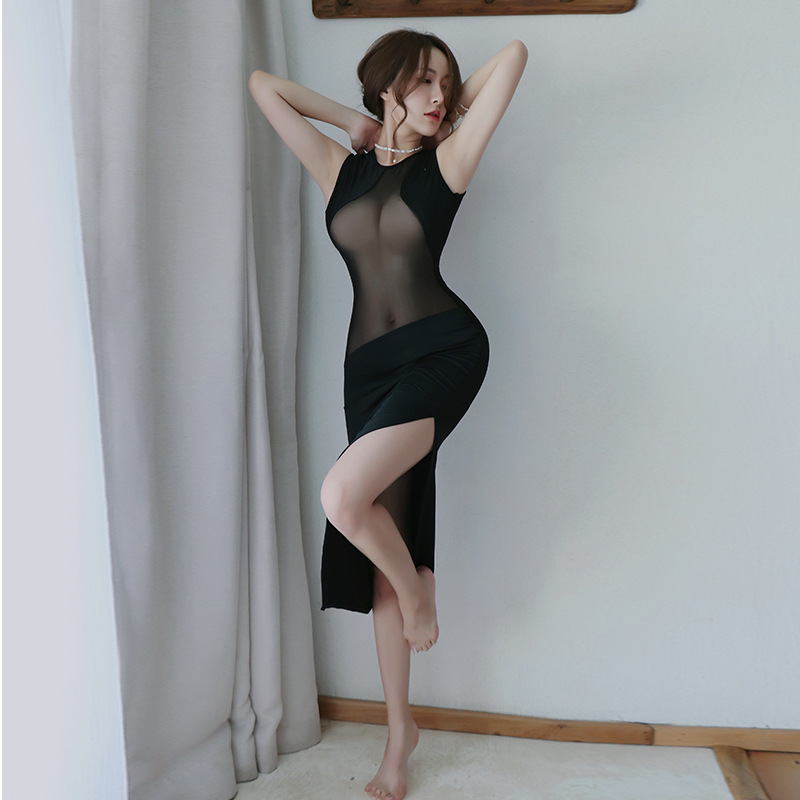 Long Night Sexy Lingerie Women's Seductive Dress Long Skirt Cover-Up Nightclub Outfit Sexy Bodysuit 1228