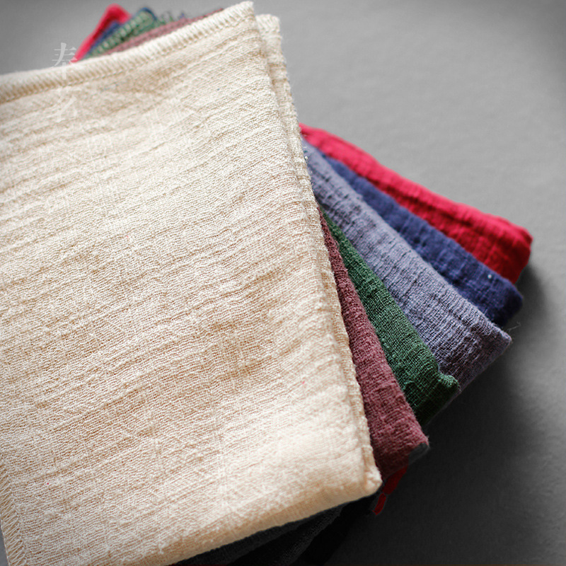 Cotton and Linen Tea Towel Rectangular Absorbent Single Layer Tea Towel Chinese Style Kung Fu Zen Retro Tea Towel for Tea