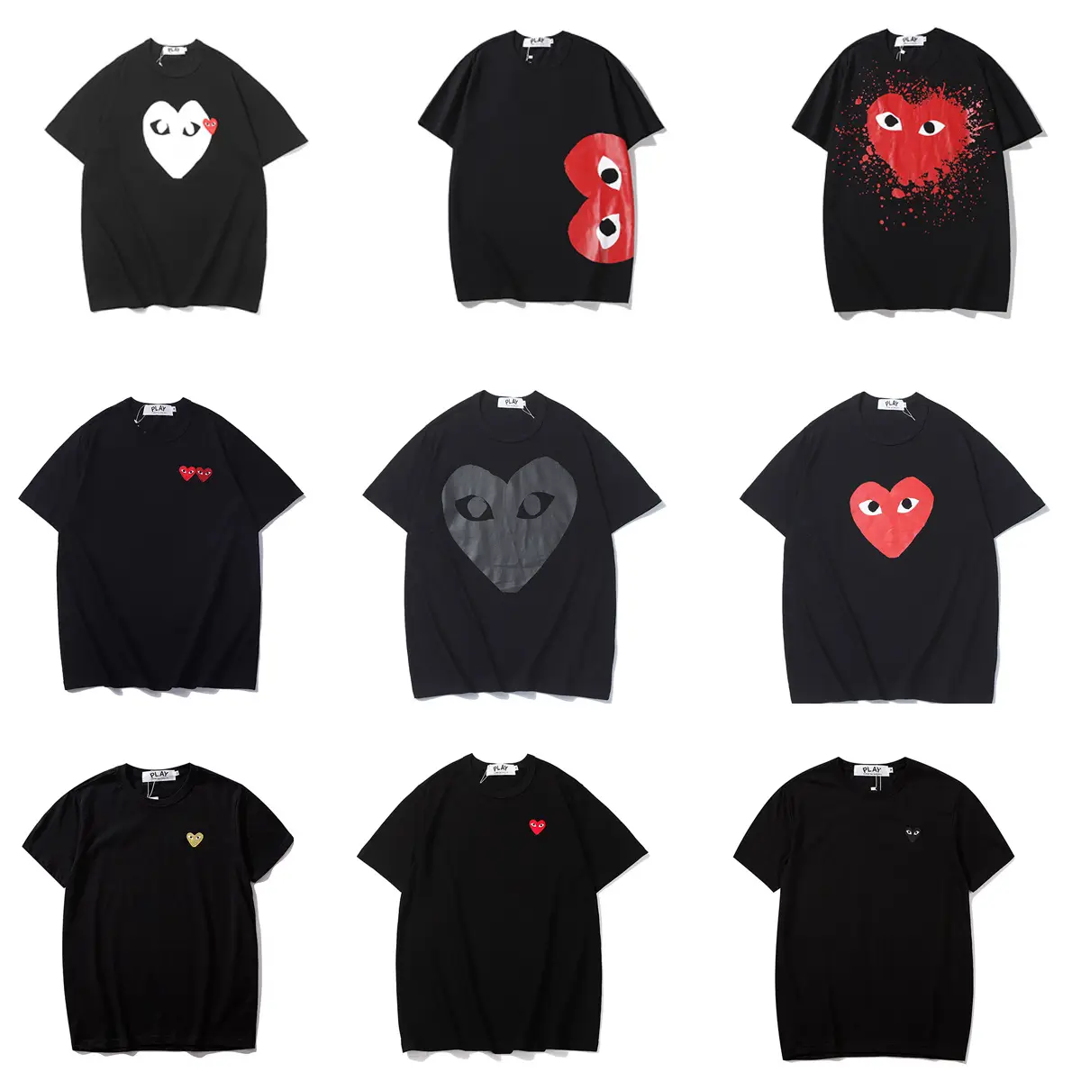 Wholesale Trendy Brand Heart Embroidery Short-Sleeve Pure Cotton Red Couple T-Shirt Long Shirt Sweatshirt Dropshipping