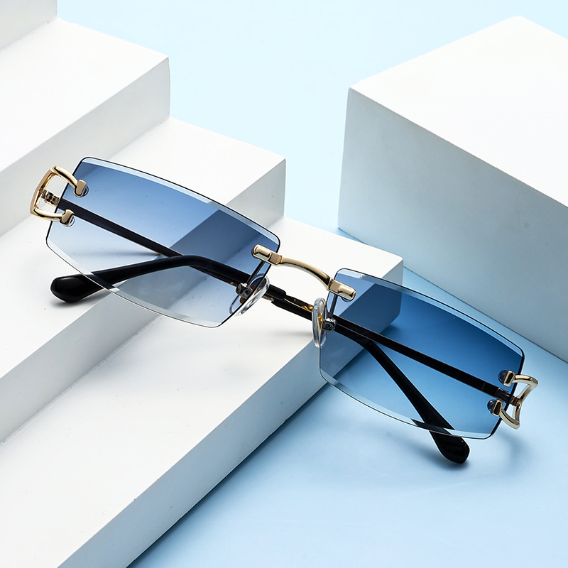 6078 Cross-Border New Rimless Edge-Cut Sunglasses for Women 2024 European and American Hip-Hop Modern Sunglasses Sunglasses