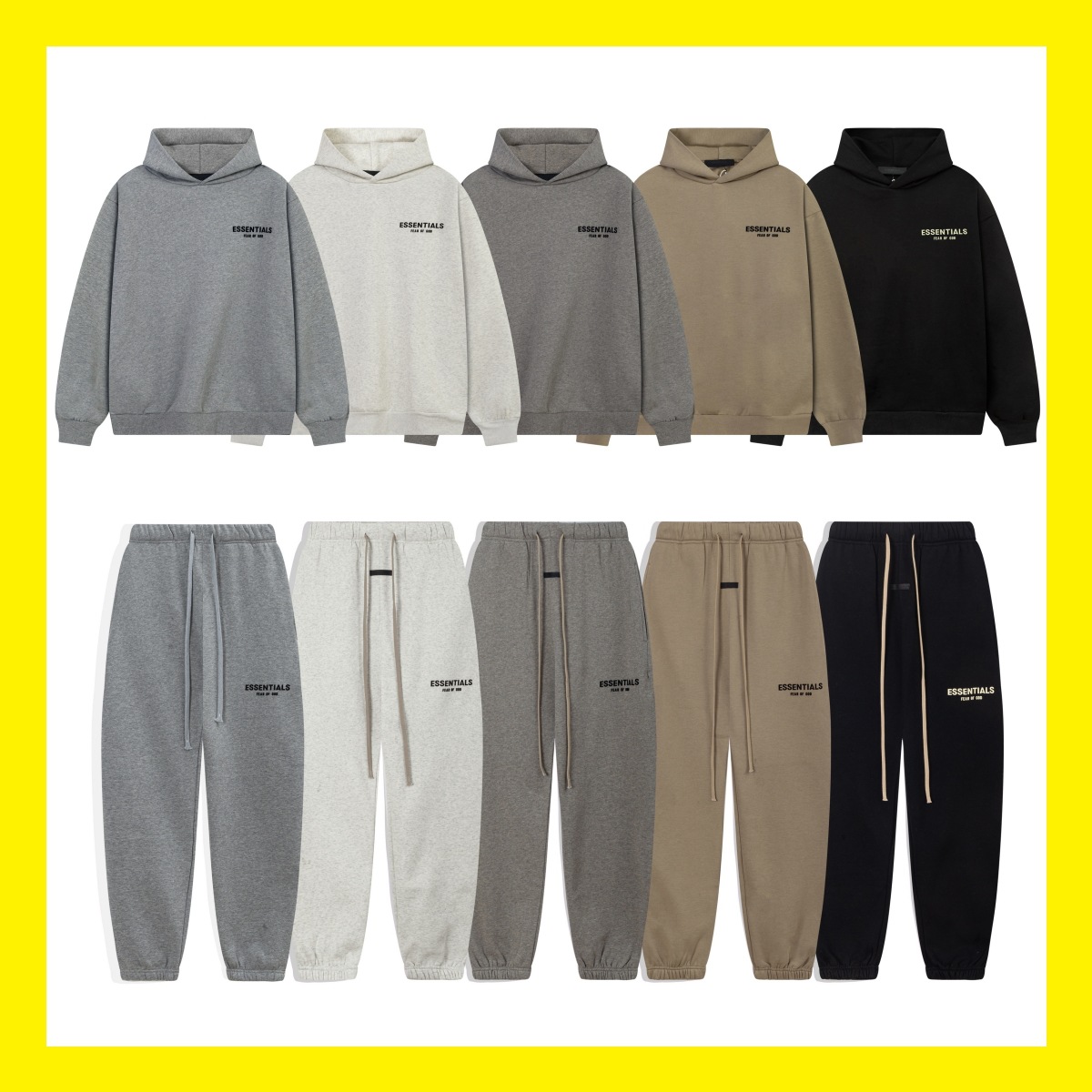 Essentials American High Street Fog Fashion Men's and Women's Loose Autumn and Winter Velvet Hooded Sweatshirt Long Pants Suit